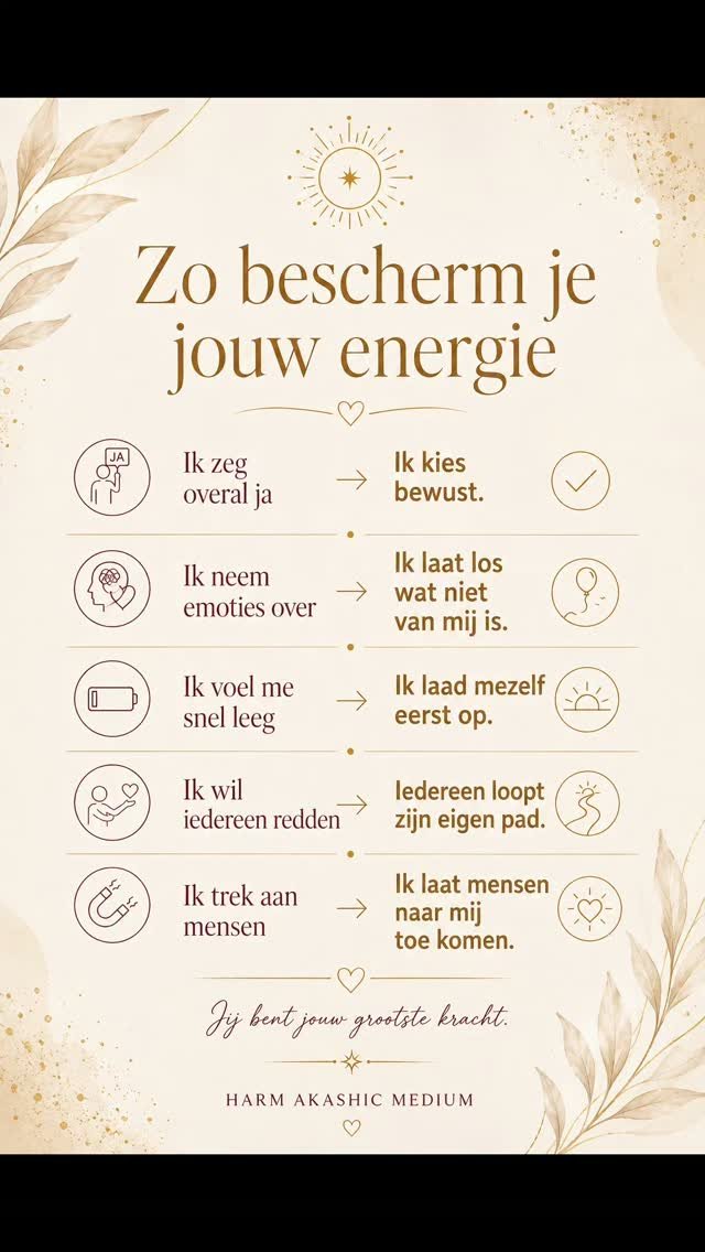 Veel mensen proberen zichzelf te beschermen tegen de energie van anderen. Eigenlijk mask je jezelf dan klein(er).
Als je deze aanname nu eens herprogrammeerd. Wat als bescherming niet begint met afschermen... maar met volledig aanwezig zijn in je eigen energie ?
Hoe voelt dat ?
Hoe sterker jij jouw eigen plek inneemt, hoe minder je wordt meegesleept door wat niet van jou is.
Meer weten, check de gratis tools op mn website.
🤍
#WijsheidVanAnNah
#MijnGidsengroep
#AnNah
